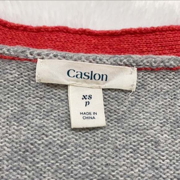 Gray and Coral Caslon Cardigan Sweater - Picture 4 of 5